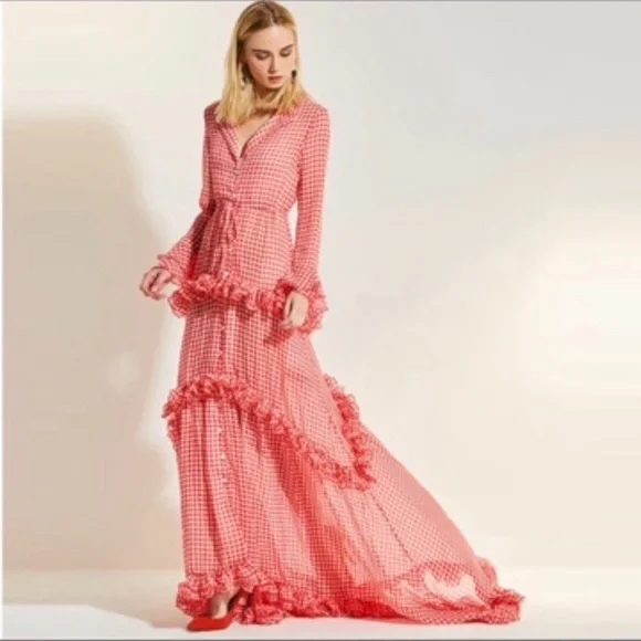 Red gingham maxi dress - Picture 4 of 8